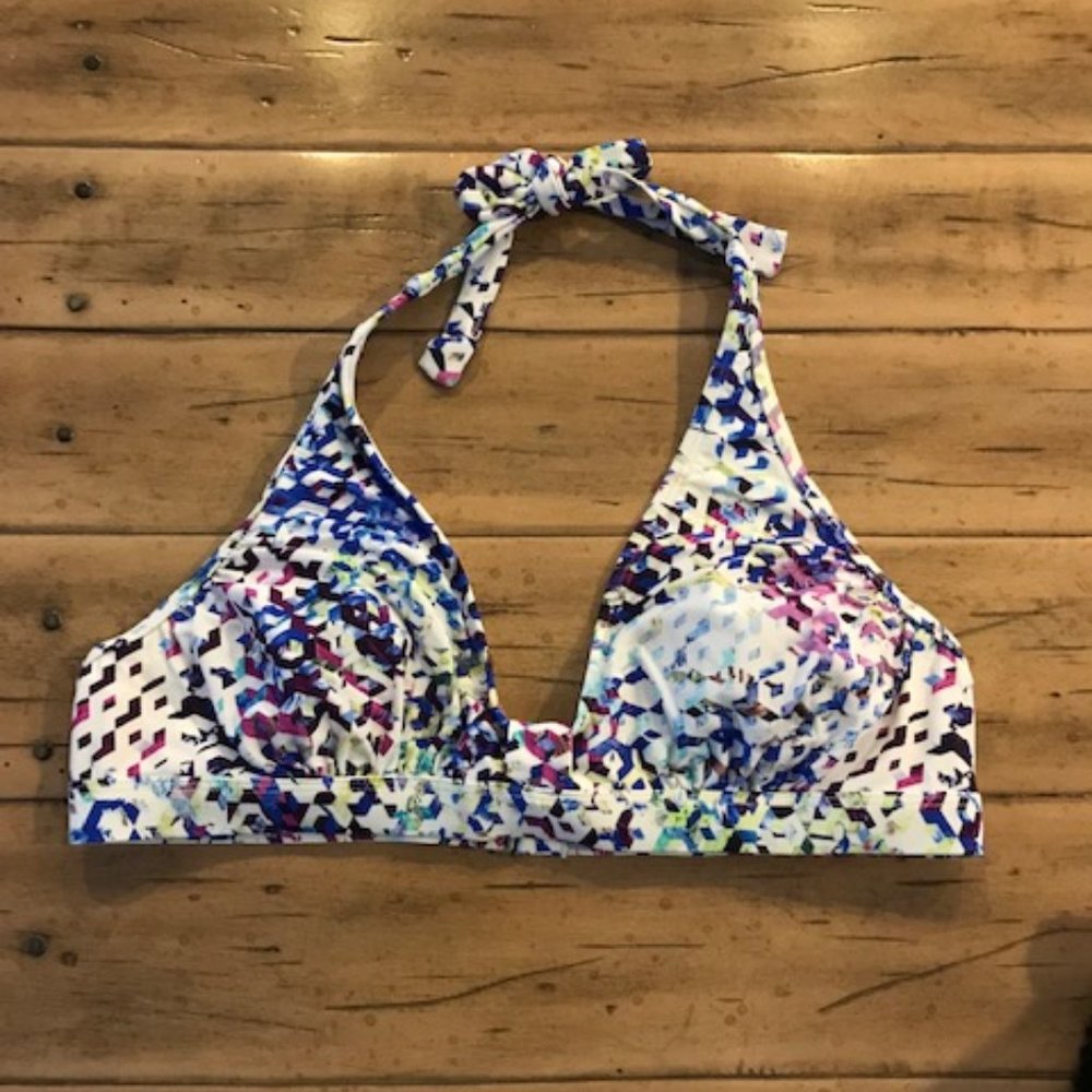 ATHLETA Multicolored Bikini Halter Swim Top Size Large NWOT